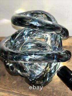 Vtg Beautiful Unique Hand Blown RARE Glass Murano Iridescent Infinity Knot