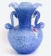 Vtg Blue Muti Color Murano Millefiori Italian Blown Glass Vase Applied Handles