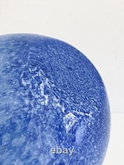 Vtg Blue Muti Color Murano Millefiori Italian Blown Glass Vase Applied Handles