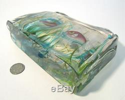 Vtg CENEDESE Italian Murano Art Glass FISH AQUARIUM BLOCK Sculpture Paperweight