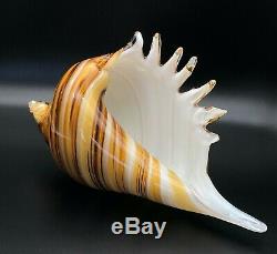 Vtg Hand Blown Glass Murano Art Style Conch Seashell Sculpture Home Office Decor
