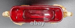 Vtg Hand Blown Murano Aventurine Ruby Red Glass Toothpick Holder Fratelli Toso