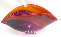 Vtg Hand-blown Art Glass Signed Victor Chiarizia Murano Style Bowl Center piece