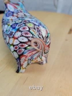 Vtg Italy Murano Millefiori Glass Murrine Hand Blown Hog/pig Fratelli Toso