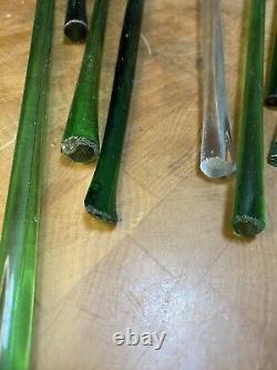 Vtg Lot 12 Hand Blown Art Glass Flowers 19 Long Stem Flower Bouquet Murano