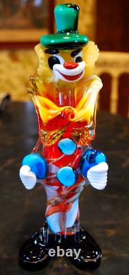 Vtg MURANO Hand Blown Glass CLOWN W HAT FIGURINE Italy 9 SWIRLED MULTI COLORS