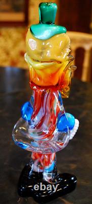 Vtg MURANO Hand Blown Glass CLOWN W HAT FIGURINE Italy 9 SWIRLED MULTI COLORS