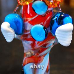 Vtg MURANO Hand Blown Glass CLOWN W HAT FIGURINE Italy 9 SWIRLED MULTI COLORS