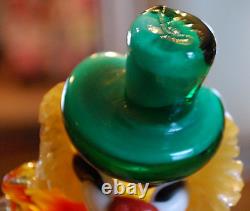 Vtg MURANO Hand Blown Glass CLOWN W HAT FIGURINE Italy 9 SWIRLED MULTI COLORS