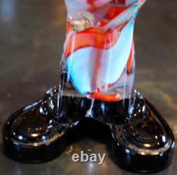 Vtg MURANO Hand Blown Glass CLOWN W HAT FIGURINE Italy 9 SWIRLED MULTI COLORS