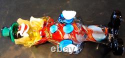 Vtg MURANO Hand Blown Glass CLOWN W HAT FIGURINE Italy 9 SWIRLED MULTI COLORS