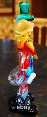 Vtg MURANO Hand Blown Glass CLOWN W HAT FIGURINE Italy 9 SWIRLED MULTI COLORS