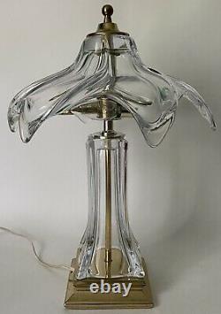 Vtg Mid Century Modern Clear Murano Glass Boudoir Lamp Crystal Hand Blown Shade