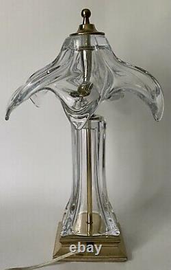 Vtg Mid Century Modern Clear Murano Glass Boudoir Lamp Crystal Hand Blown Shade