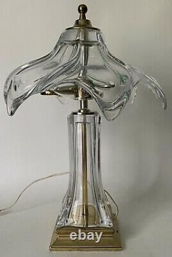 Vtg Mid Century Modern Clear Murano Glass Boudoir Lamp Crystal Hand Blown Shade