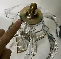 Vtg Mid Century Modern Clear Murano Glass Boudoir Lamp Crystal Hand Blown Shade