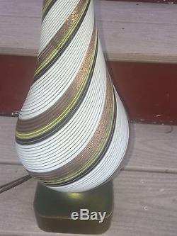 Vtg Mid Century Murano Italy Table Lamp Hand Blown Copper Swirl Art Glass