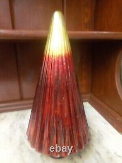Vtg Mid Century Red Gold Hand Blown Glass Fluted 12 Christmas Tree