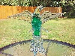 Vtg Murano Art Glass Hand Blown 12 Eagle Bird Statue Figure Clear & Green