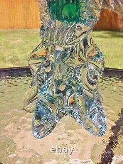 Vtg Murano Art Glass Hand Blown 12 Eagle Bird Statue Figure Clear & Green