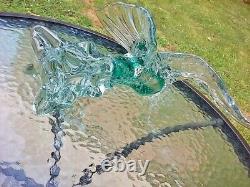 Vtg Murano Art Glass Hand Blown 12 Eagle Bird Statue Figure Clear & Green