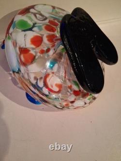 Vtg Murano Art Glass Hand Blown Clown Ashtray Trinket Dish 6.5 X 6 -2.5# Nice