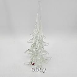Vtg Murano Crystal Christmas Tree Hand Blown 10.5 with Sticker Made in Italy