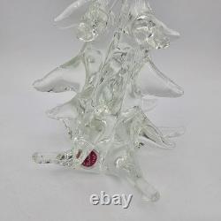 Vtg Murano Crystal Christmas Tree Hand Blown 10.5 with Sticker Made in Italy