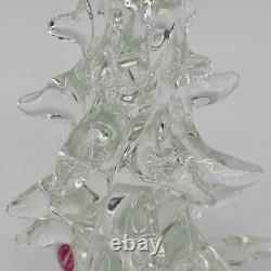 Vtg Murano Crystal Christmas Tree Hand Blown 10.5 with Sticker Made in Italy
