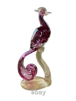 Vtg Murano Glass Art A. Barbini-Bird Of Paradise Collection Hand Blown Sculpture