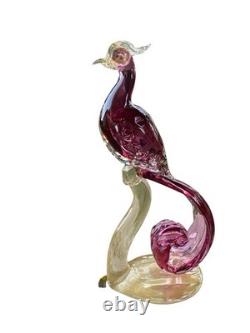 Vtg Murano Glass Art A. Barbini-Bird Of Paradise Collection Hand Blown Sculpture