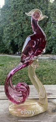 Vtg Murano Glass Art A. Barbini-Bird Of Paradise Collection Hand Blown Sculpture