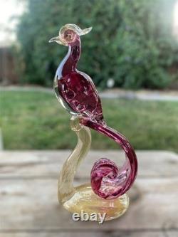 Vtg Murano Glass Art A. Barbini-Bird Of Paradise Collection Hand Blown Sculpture
