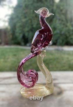 Vtg Murano Glass Art A. Barbini-Bird Of Paradise Collection Hand Blown Sculpture