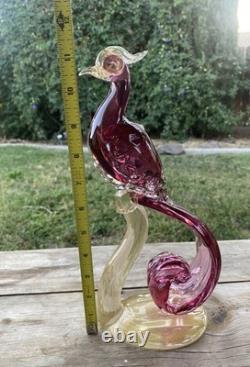 Vtg Murano Glass Art A. Barbini-Bird Of Paradise Collection Hand Blown Sculpture