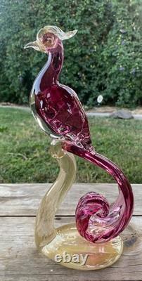 Vtg Murano Glass Art A. Barbini-Bird Of Paradise Collection Hand Blown Sculpture