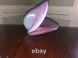 Vtg Murano Glass Clam Shell Vase Bowl Archimede Seguso Handblown Venetian Pink