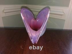 Vtg Murano Glass Clam Shell Vase Bowl Archimede Seguso Handblown Venetian Pink