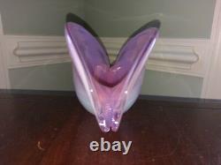 Vtg Murano Glass Clam Shell Vase Bowl Archimede Seguso Handblown Venetian Pink