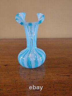 Vtg Murano Hand Blown Art Glass / MCM Venetian Dbl Handle Vase Ruffled