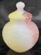 Vtg Murano Hand Blown Glass Apothecary Jar Pink Yellow White Swirl Italy Lid
