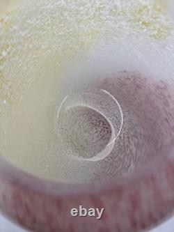 Vtg Murano Hand Blown Glass Apothecary Jar Pink Yellow White Swirl Italy Lid