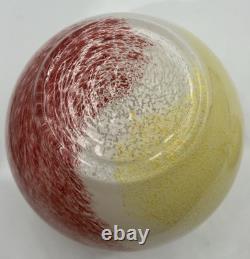 Vtg Murano Hand Blown Glass Apothecary Jar Pink Yellow White Swirl Italy Lid