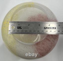 Vtg Murano Hand Blown Glass Apothecary Jar Pink Yellow White Swirl Italy Lid