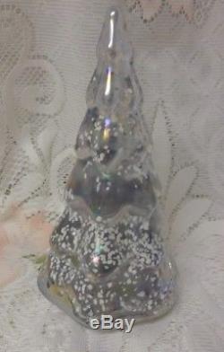 Vtg Murano Hand Blown Iridescent Art Glass Crystal Figurine Christmas Tree