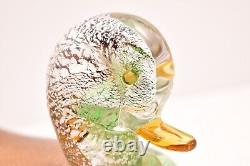 Vtg Murano Hand Blown Venetian Art Glass Duck Sculpture Italy Silver Fleck
