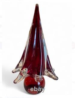 Vtg Murano Italy Hand Blown Glass 8 Christmas Tree Figurine Sculpture RED