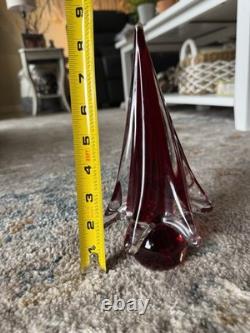 Vtg Murano Italy Hand Blown Glass 8 Christmas Tree Figurine Sculpture RED