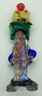 Vtg. Murano Italy Large Bow Clown Art Glass Hand blown Figurine 10.5 Mint Cond