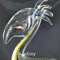 Vtg Murano Italy Silver Speckle Pelican Cased Art Glass Hand Blown Collectible